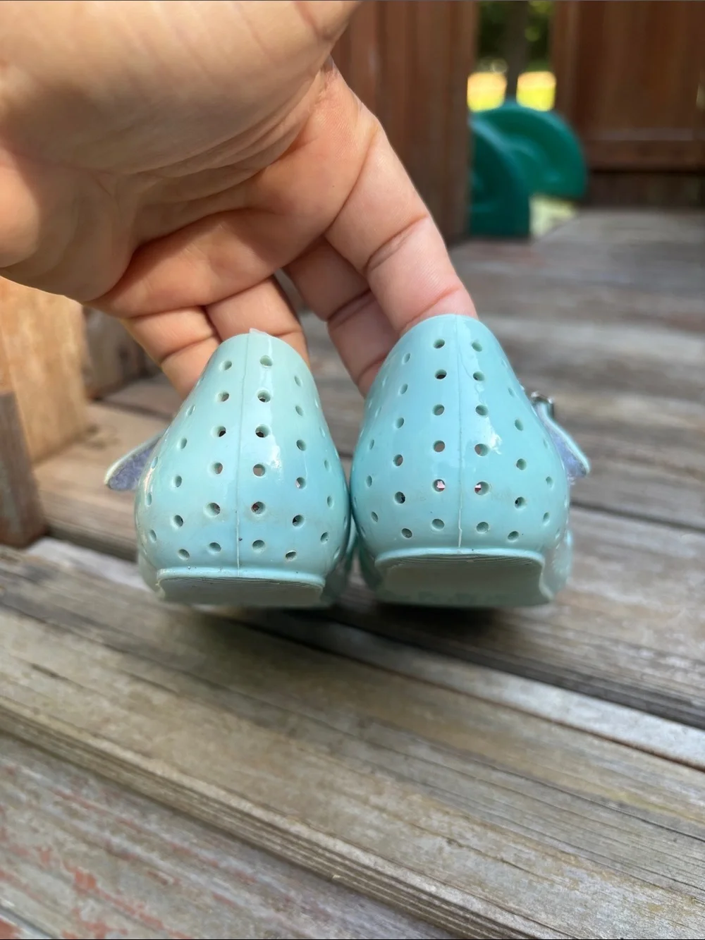 Mini Seed Mint Jelly Mary Janes with Pink Pineapple Appliqués